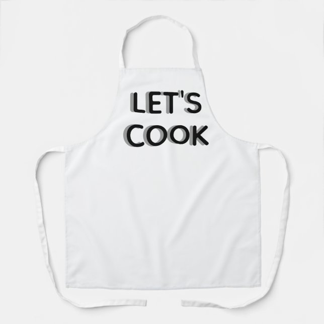 Delantal  “Let’s Cook” White Apron – Motivational Chef Quot (Anverso)