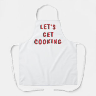 Delantal “Let’s Get Cooking” Motivational White Apron | Fun