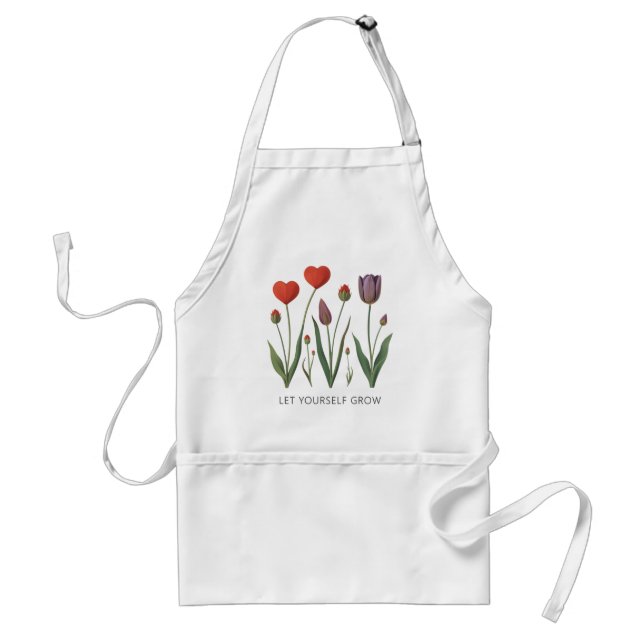 Delantal Let Yourself Grow Floral Heart Tulips Art (Frente)