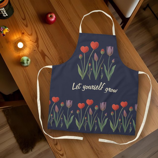 Delantal Let Yourself Grow Floral Heart Tulips Art (Subido por el creador)