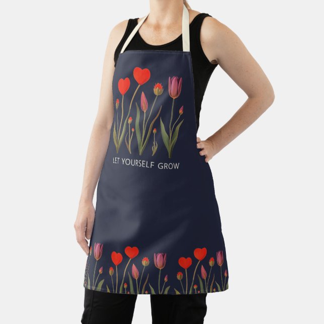 Delantal Let Yourself Grow Floral Heart Tulips Art (in situ)