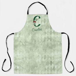 Delantal Letra floral de invierno ilustrada C personalizada