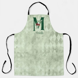 Delantal Letra floral de invierno ilustrada M personalizada