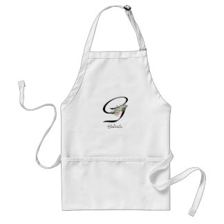 Delantal Letra floral monograma G Retirement Apron