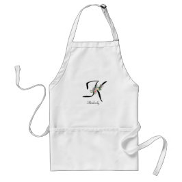 Delantal Letra floral monograma K Retirement Apron