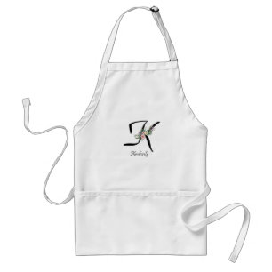 Delantal Letra floral monograma K Retirement Apron