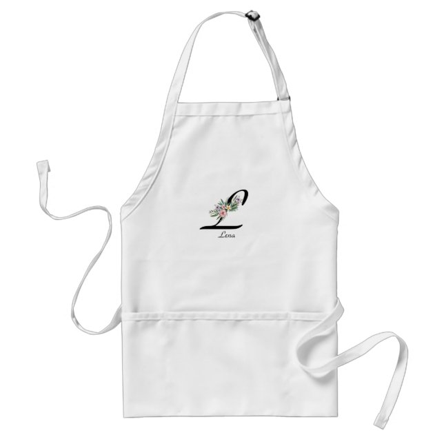 Delantal Letra floral monograma L Retirement Apron (Frente)