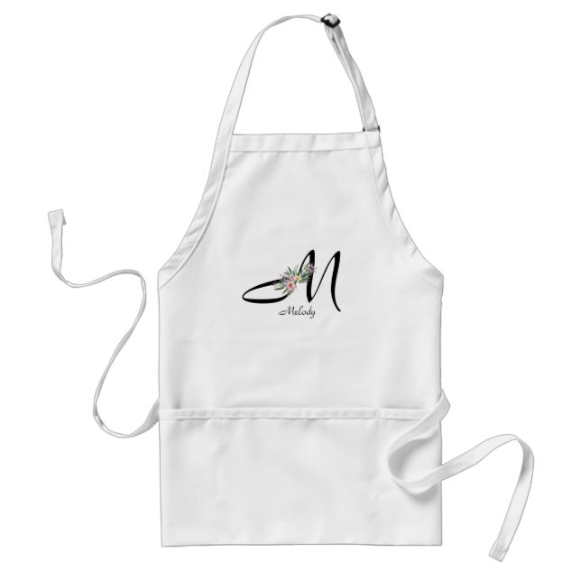 Delantal Letra floral monograma L Retirement Apron (Frente)