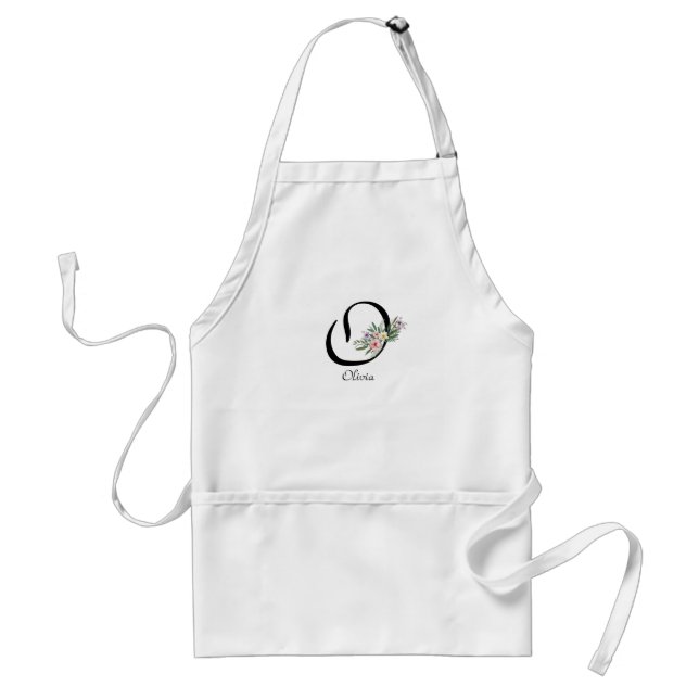 Delantal Letra floral monograma O Retirement Apron (Frente)