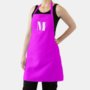 Delantal Letra inicial del personalizado de neón magenta mo