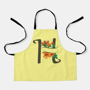 Delantal Letra mayúscula Monograma floral H