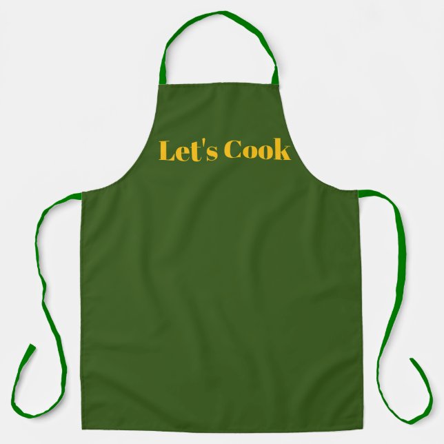 Delantal Let's Cook Olive Green  Kitchen Craft Chef  (Anverso)