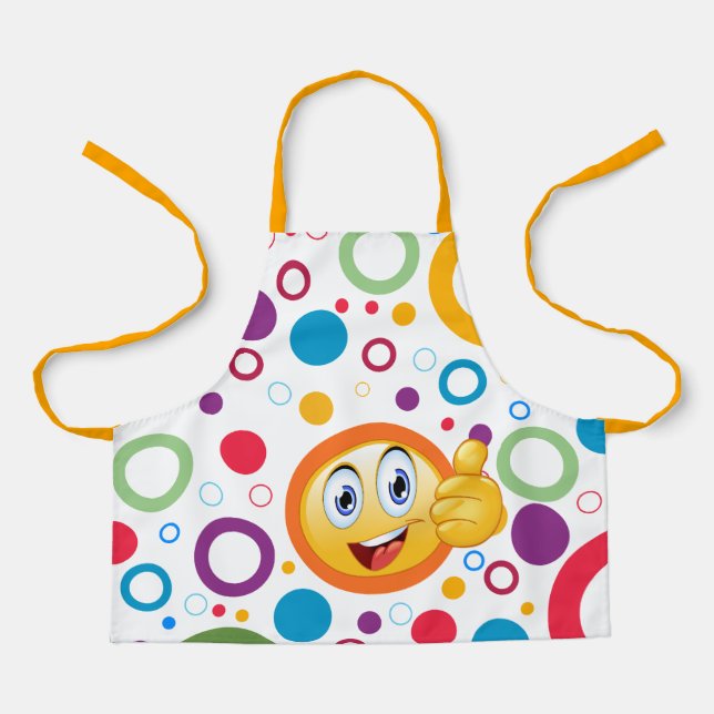 Delantal Levantando la emoji sonriente y los círculos color (Anverso)