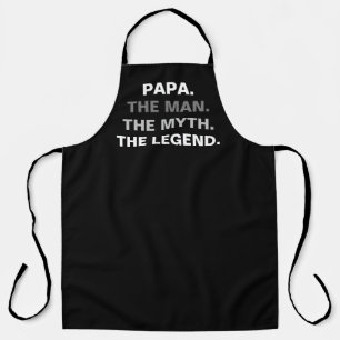 Delantal Leyenda graciosa de Papa Man Texto blanco negro