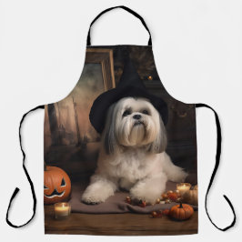 Delantal Lhasa Apso Calabazas Halloween Asustadizo