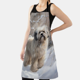 Delantal Lhasa Apso Let It Snow Navidades