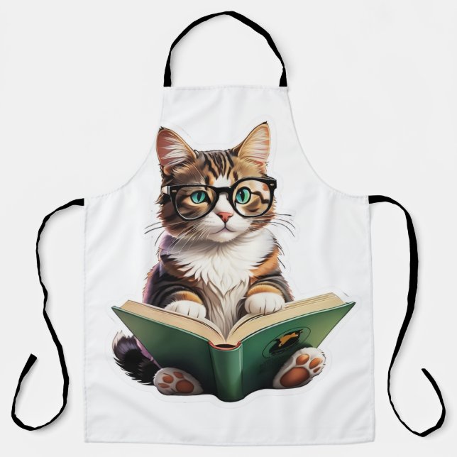 Delantal Libro de lectura de gatos (Anverso)