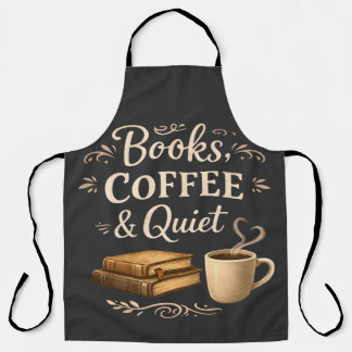Delantal Libros, Café y Silencio – Amante de Libros de Dark