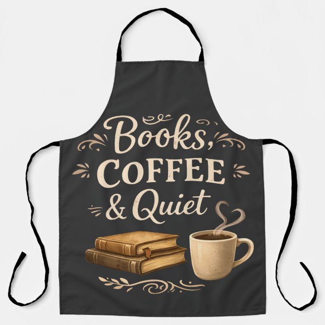 Delantal Libros, Café y Silencio – Amante de Libros de Dark (Anverso)
