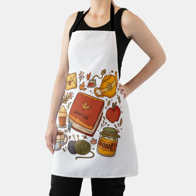 Delantal Libros de flores y té (in situ)