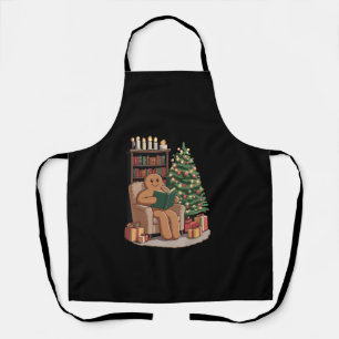 Delantal Libros de lectura de pan de jengibre retro Navidad