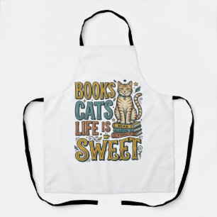 Delantal Libros Gatos La Vida Es Dulce Diseño De Lectora De