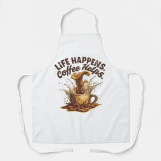 Delantal Life Happens Coffee HeAll-Over Print Apron, Medium