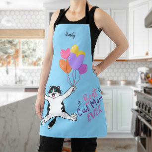 Delantal Light Blue Best Cat Mom Ever All-Over Print Apron