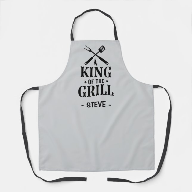 Delantal Light Grey Personalized King of The Grill (Anverso)