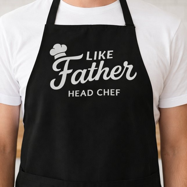 Delantal Like Father Head Chef Typography Design (Father and daughter matching chef aprons for family cooking fun)