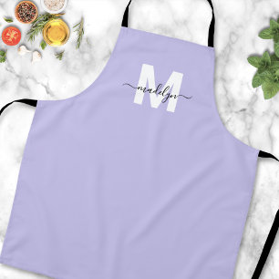 Delantal Lila Lavanda Minimalista Monograma Elegante