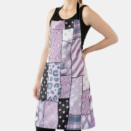 Delantal Lilac Patchwork Boho Kitchen Apron