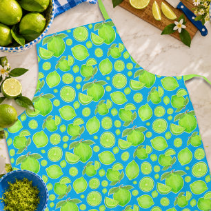 Delantal Limas verdes juguetonas en patrón de frutas cítric