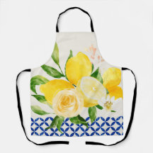 Limón con azulejos azules Apron