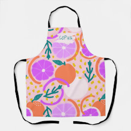 Delantal Limonada Rosa Chef Confeti Geométrico Cítrico Zest