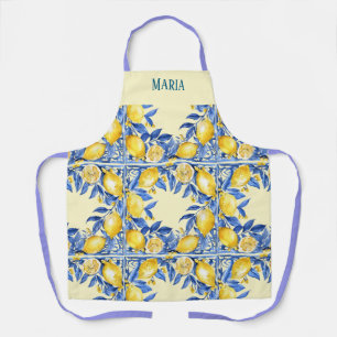 Delantal Limoneros inspirados en Portugal sobre Azul