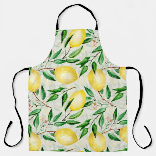 Delantal Limones acuarelas, patrón de fruta sin costura.