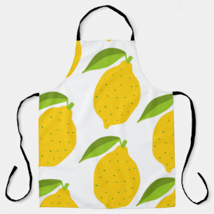 Delantal Limones amarillos, patrón artístico sin costura.