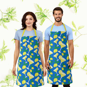Delantal Limones Amarillos Retro Preppy Limonadas en Azul
