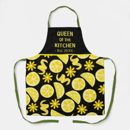Delantal limones citrus limonade chef lindo amarillo negro