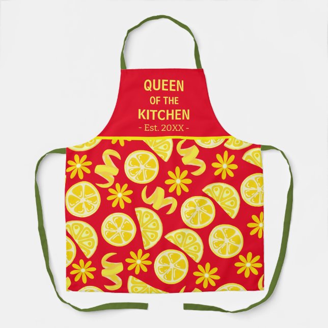 Delantal limones citrus limonade chef lindo rojo (Anverso)