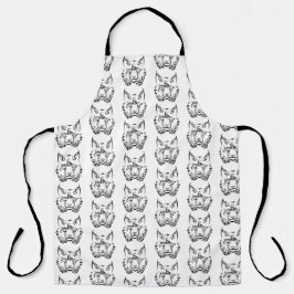 Delantal Linces tribales negros y blancos