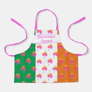 Delantal Linda Bandera Irlandesa Rosa TREBOL para Niñas