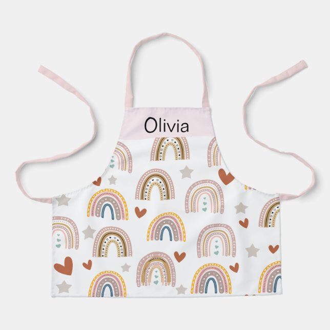 Delantal Lindo Arcoiris Boho Acuarela Multicolor  (Anverso)