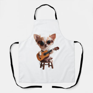 Delantal lindo chihuahua tocando guitarra clásica dibujo an