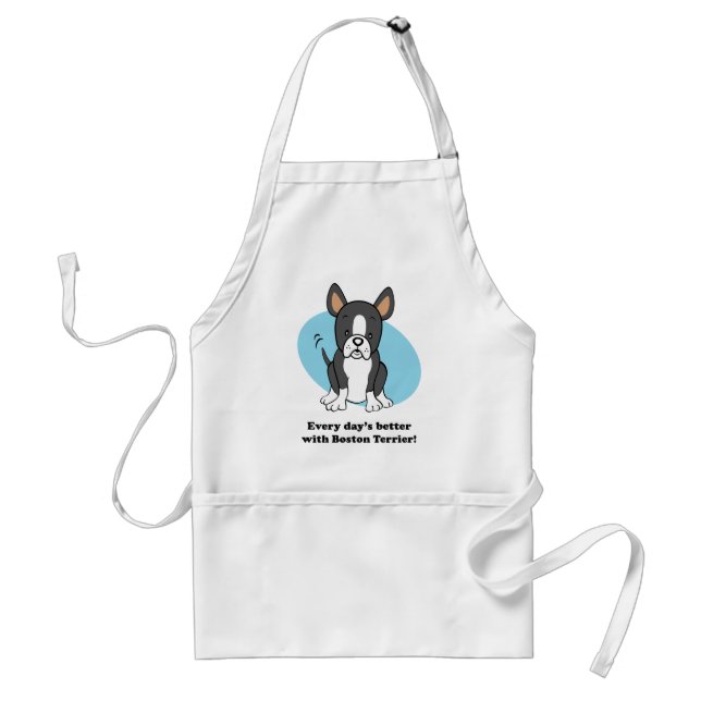 Delantal lindo de Boston Terrier del dibujo (Frente)