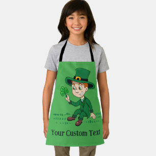 Delantal Lindo duende de dibujos animados con trébol y arco