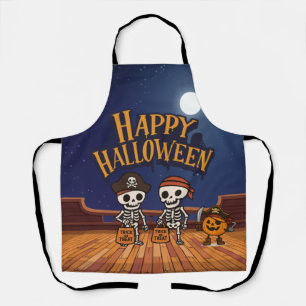 Delantal lindo, esqueletos y calabaza Halloween