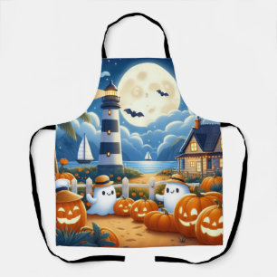 Delantal Lindo, fantasma/calabazas de Halloween náutico/cos