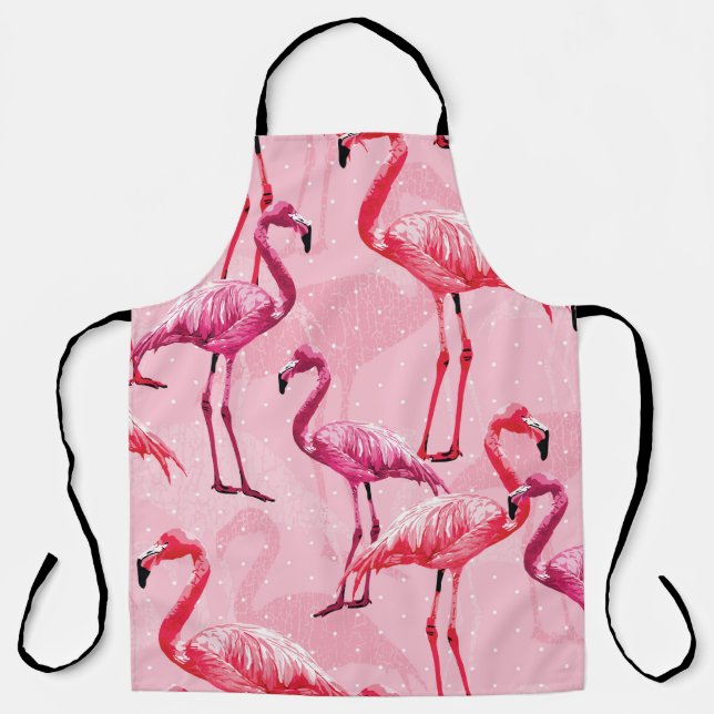 Delantal Lindo Flamingo Bird Pink Seamless Pattern (Anverso)